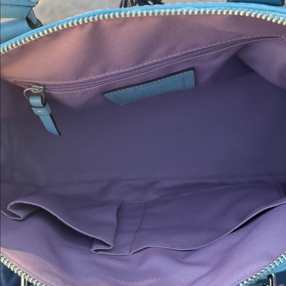 Coach Light Blue Pebbled Leather Satchel - Picture 2 of 9